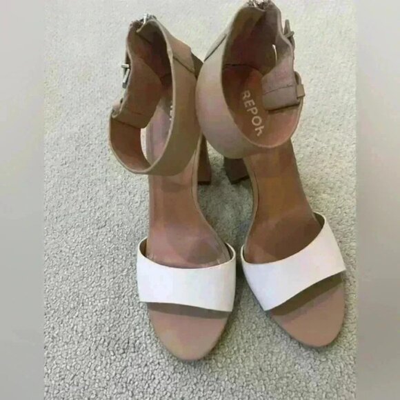 Report Madysan Nude and white sandal block heels - Picture 5 of 8